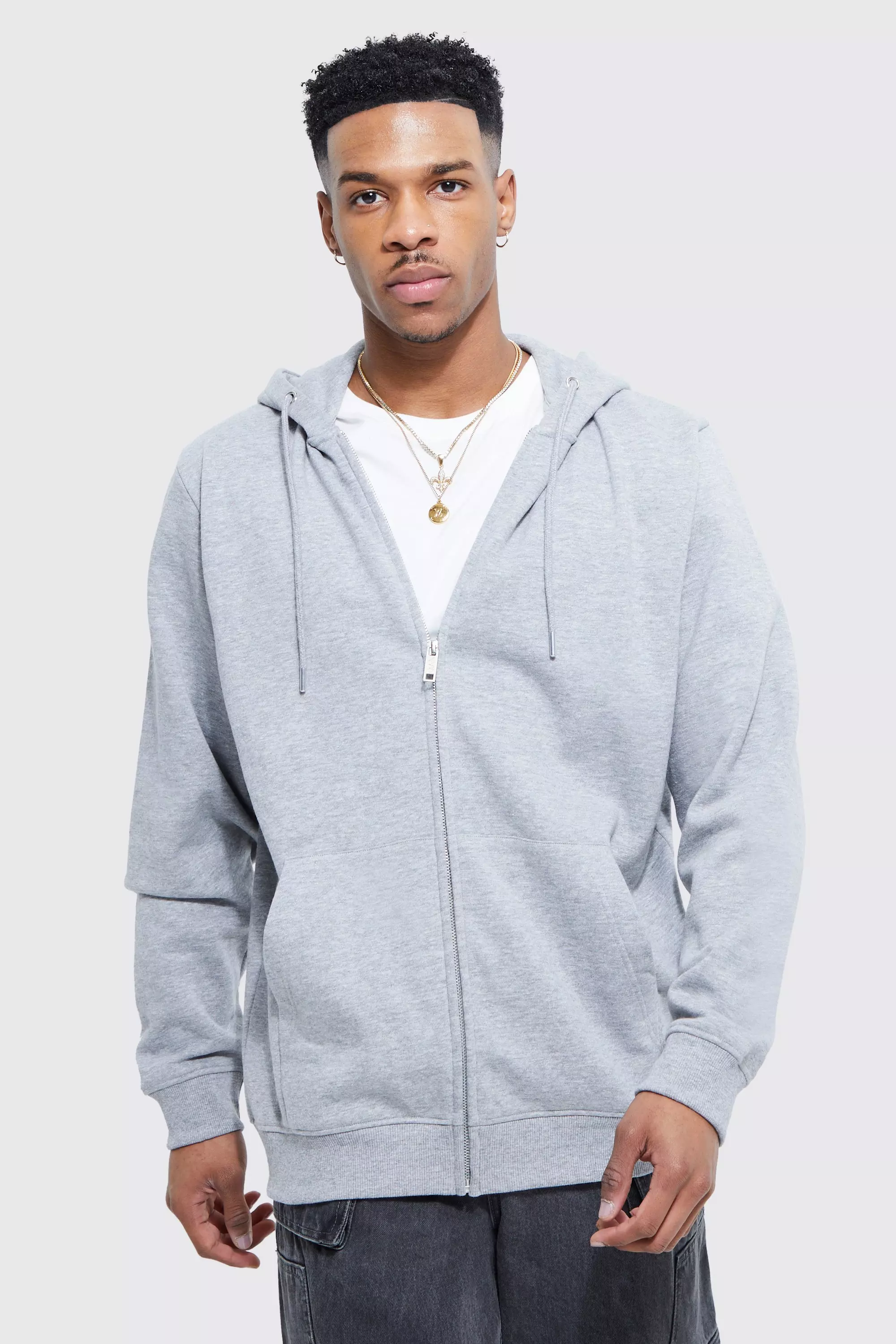Grey zip through hoodie sales